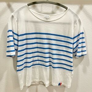 KULE Classic White Tee with Blue Stripes XS
